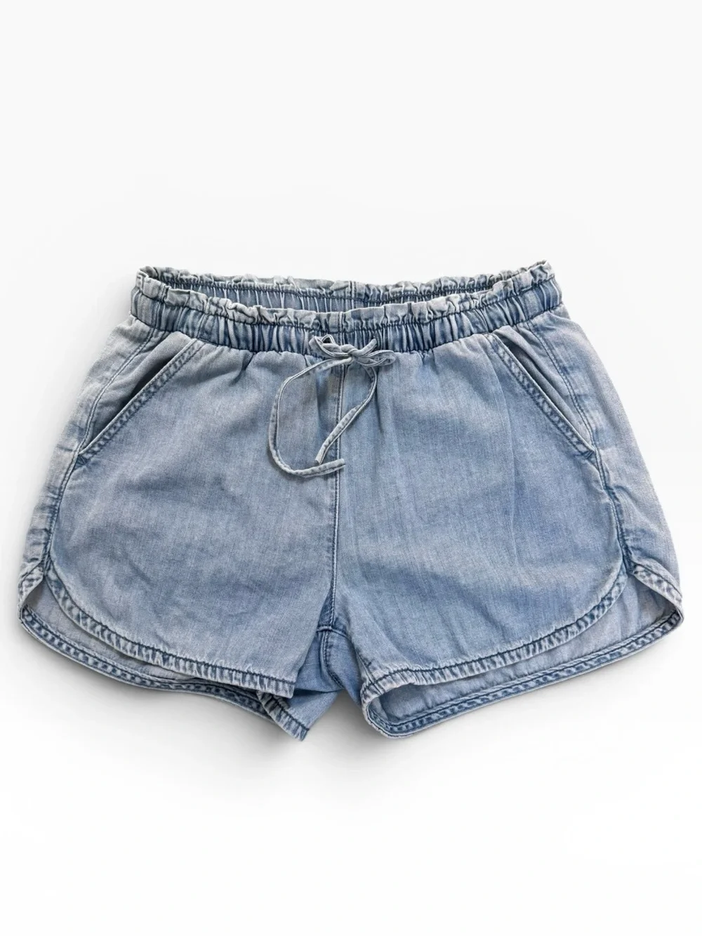 American Eagle Chambray Drawstring Dolphin Hem Shorts XS Lightweight